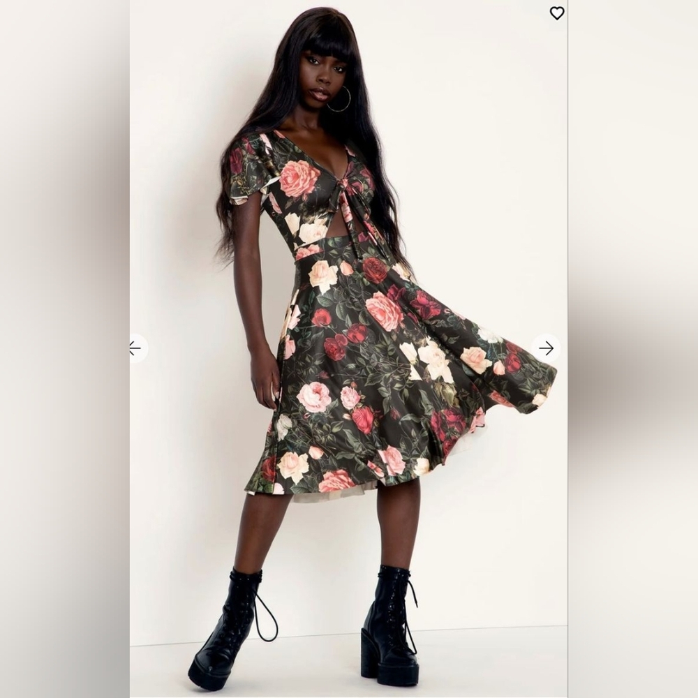 Blackmilk Dark Roses Rio Midi Dress - Picture 1 of 3